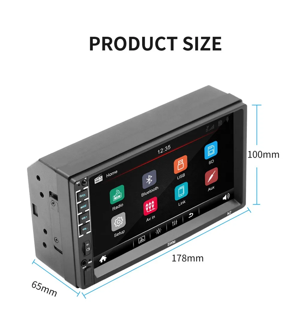 7 дюймов HD Автомобильный Bluetooth MP5 плеер штекер-в u-диск fm-радио поддерживает для Apple/Android реверсивное изображение Aux функция видео выход