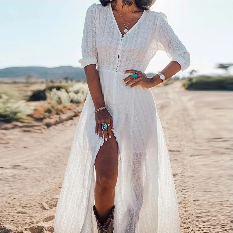 Белое Прозрачное платье sukienka vestidos robe femme женская одежда kleider свободные модные