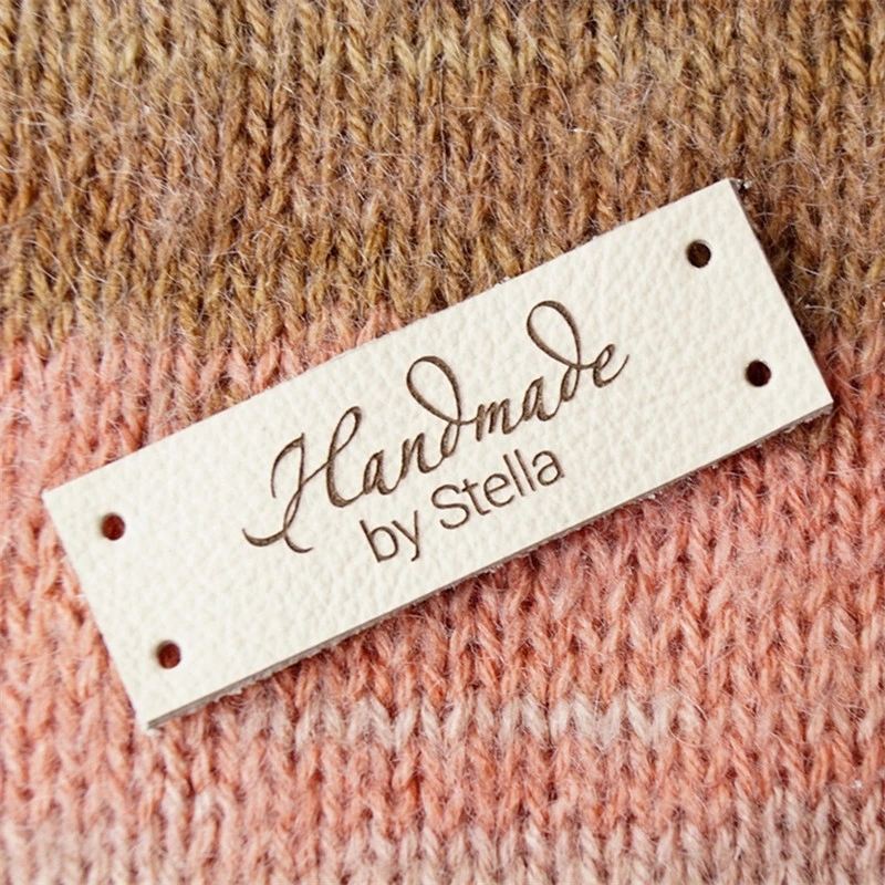 55pcs Personalised Leather Sewing tags Handmade items, Handcraft Clothing  labels with Branding logo Knitting Garment DIY label