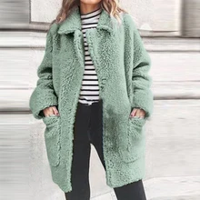 WENYUJH пальто с искусственным мехом для женщин; сезон осень-зима; Толстая теплая мягкая флисовая куртка с карманом на молнии; Верхняя одежда; пальто с мишкой; плюшевое пальто