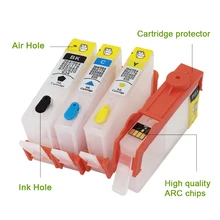 Cartouches d'encre 564 564XL pour imprimante HP, 4 pièces, avec puce ARC, pour Deskjet 3070A 564 3520 3522