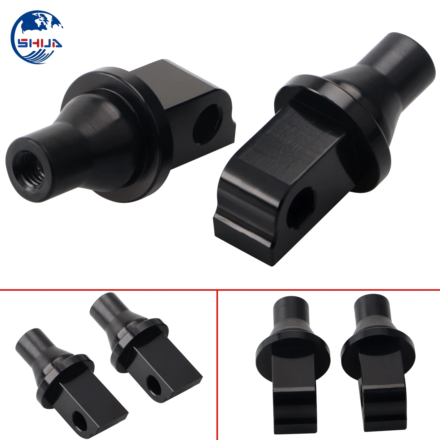 2Pcs Motor Black Aluminum Highway Foot Rests Foot Peg Male Mount