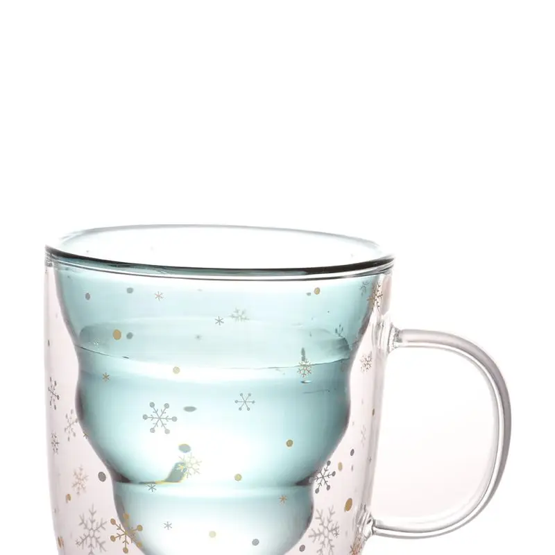 christmas tree insulating cup double layer glass mug heat