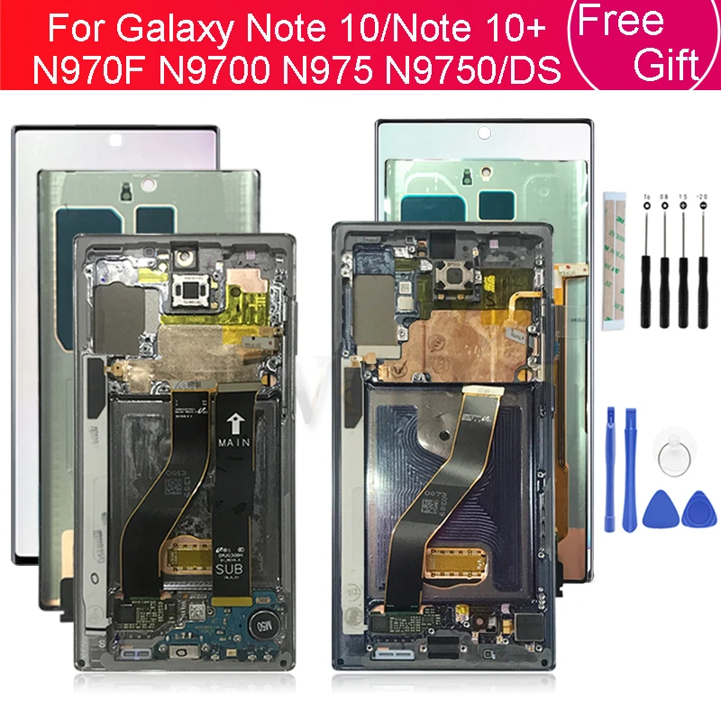 AMOLED для samsung Galaxy Note 10 lcd N970F N9700 дисплей сенсорный экран дигитайзер+ рамка для samsung note10+ lcd N975 N9750/DS