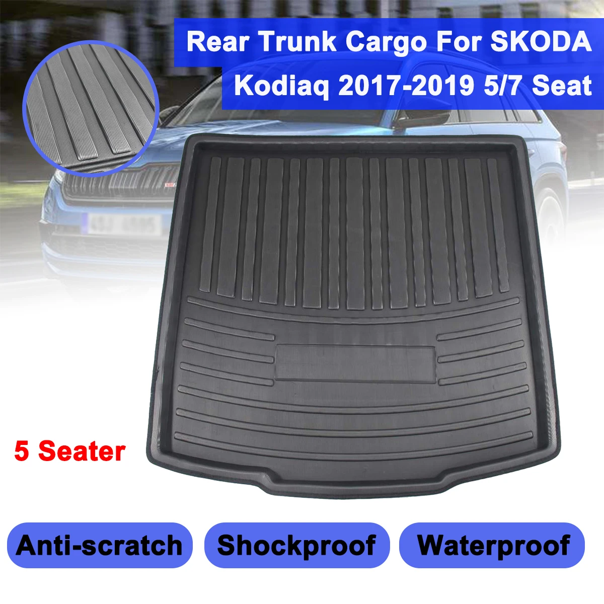 Matt Mat For SKODA Kodiaq 5/7 Seat Seater 2017 2018 2019 Floor Carpet Kick Pad Car Cargo Liner Boot Tray Rear Trunk Cover | Автомобили и