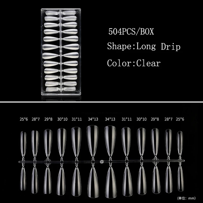 

500pcs/Box Artificial Nail Tips Full Cover Nails Colored Nail Tips Acrylic Transparent Nail Capsules French Manicure False Nails