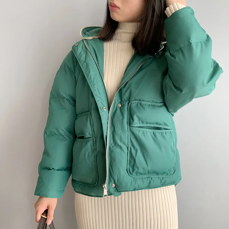 Winter Jacket women Womens Parkas Thicken Outerwear solid hooded Coats Short Female Slim Cotton padded basic tops