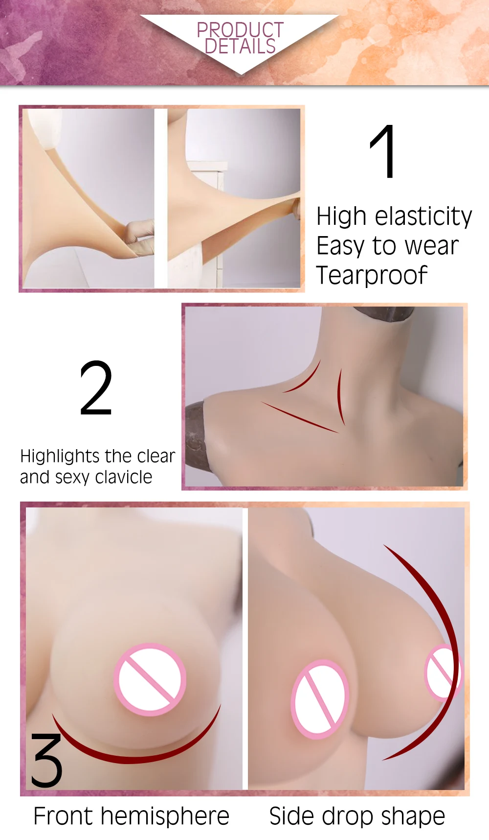 eyung breast enhancer silicone bodysuit breast forms for crossdressing man Crossdresser drag queen fake boobs Bodysuit  Costume (3)