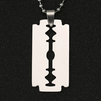 

Razor Blade Necklace Shaver Army Military Silver Color Pendant United States USA Stainless Steel Hip Hop Jewelry Men Wholesale