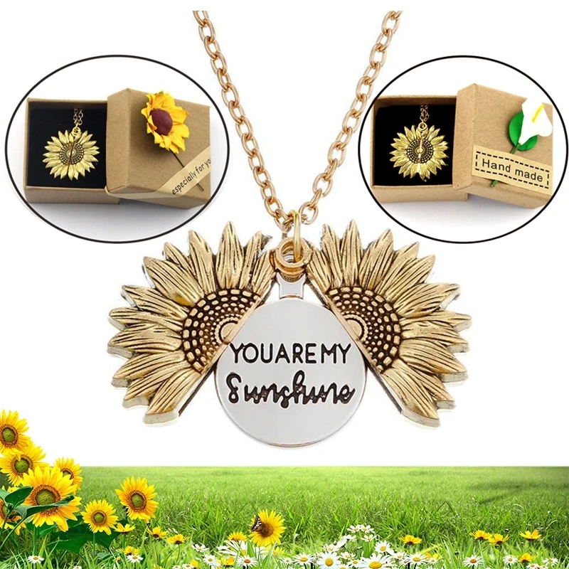 Двухсторонние ожерелья на заказ с надписью You Are My Sunshine открытый медальон