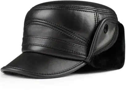 StyleA H7693 мужская шляпа с козырьком из натуральной кожи, зимняя теплая Толстая шапка с защитой ушей, кепка для мужчин среднего возраста, уличные повседневные Шапки - Цвет: StyleA