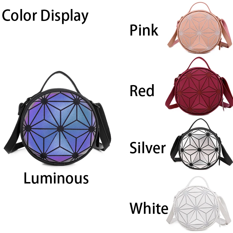 

Circle Luminous Unisex Geometric Holographic Sling Bag Zipper Fashion Sports Shoulder Bag