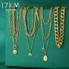 17KM Fashion Multi-layered Snake Chain Necklace For Women Vintage Gold Coin Pearl Choker Sweater Necklace Party Jewelry Gift ► Photo 2/6