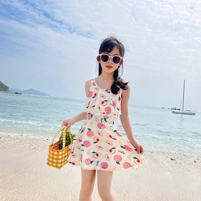 The new 2021 small and pure and fresh girl swimsuit child 8 to 12 years old girl swimsuit cuhk students conservative skirt fissi bathing suit skirt cover up