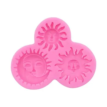 

Sun and Moon Face Soft Silicone Mold Starry Lunar Keychain Mold DIY Silicone Baking Molds Silicone UV Resin Casting Mold