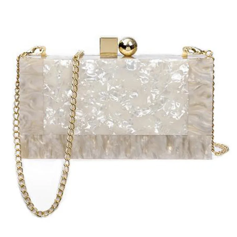 

Women'S Shoulder Clutch Evening Dress Wedding Summer Beach Party Acrylic Flip Cover Ice Crack