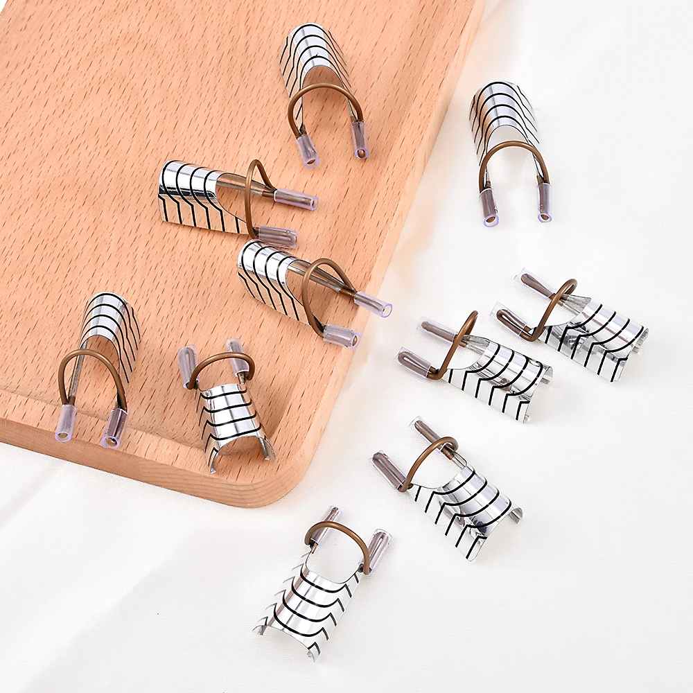 10Pcs 재사용 가능한 알루미늄 네일 확장 팔레트 팁 양식 네일 아트 확장 스티커 빌더 양식 가이드 스텐실 매니큐어 도구