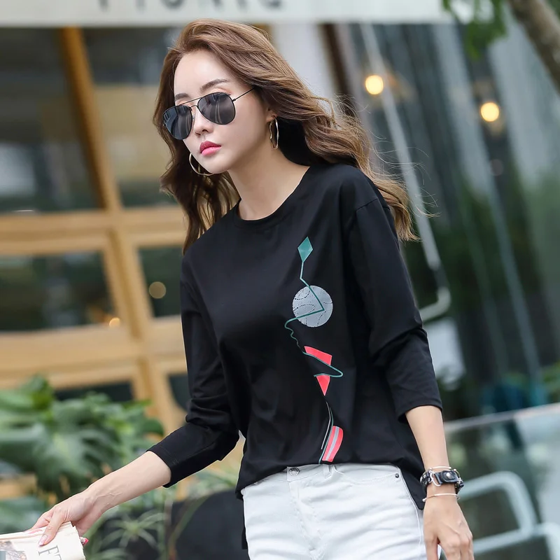 Tanie BOBOKATEER koszulka femme ponadgabarytowych t koszula kobiety ubrania 2019 camisas mujer koszulki z długim rękawem bawełna kobiet t shirt plus rozmiar