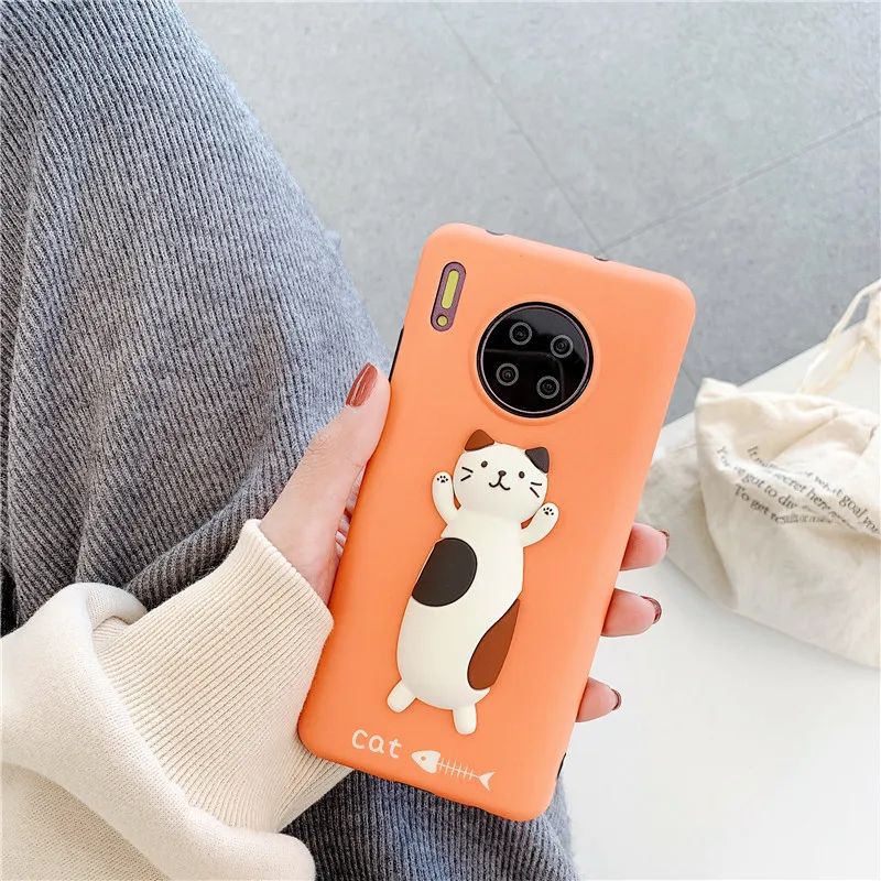 Забавный 3D чехол для телефона с котом для huawei P30 P30 Pro P20 mate 20 задняя крышка милый мультяшный силиконовый мягкий чехол s для huawei mate 30 Pro