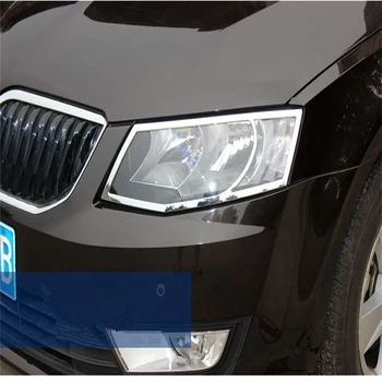 

WELKINRY car cover for Skoda Octavia III 5E3 NL3 NR3 5E5 2012 2013 2014 2015 2016 2017 ABS chrome front head lamp light trim
