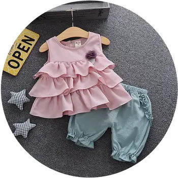 

Baby girls clothes seys summer newborn cotton fashion tops+shorts 2pcs tracksuits for bebe girls toddler birthday outfits infant