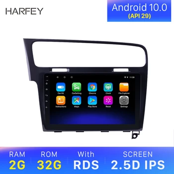 

Harfey Android 10.0 Auto Multimedia Player 2Din Car Radio For VW Volkswagen Golf 7 2013-2015 GPS 10.1" Touchscreen with USB Wifi
