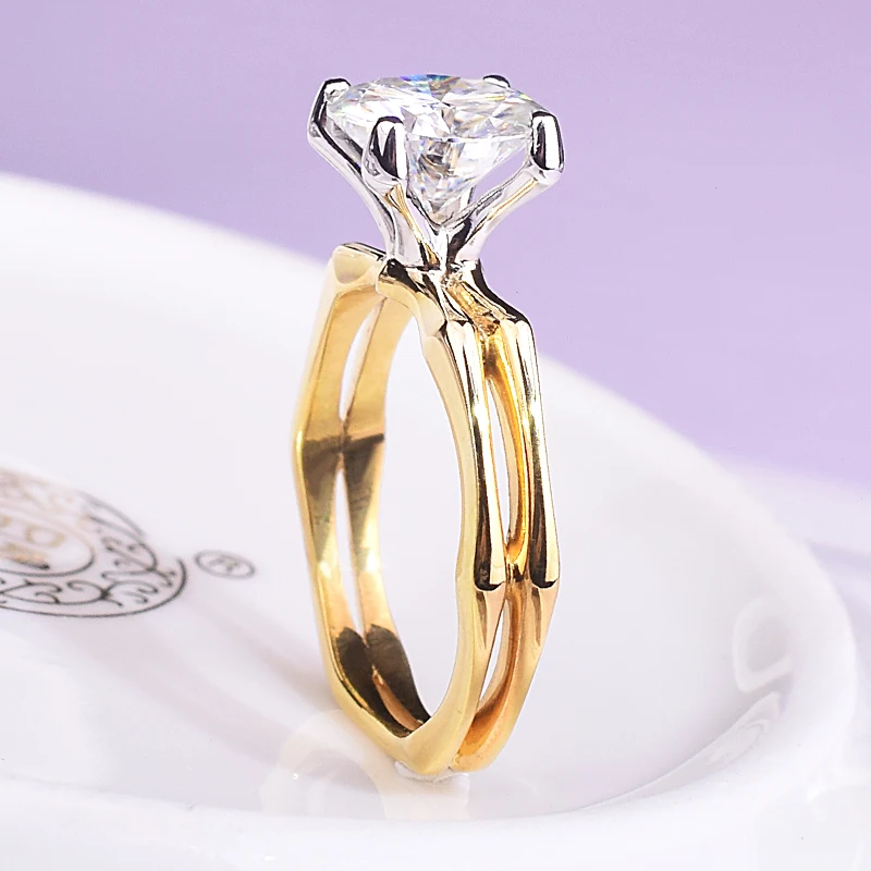 14K Золотое кольцо 2ct D Цвет VVS Moissanite кольцо обручальное кольцо с национальным сертификатом D001