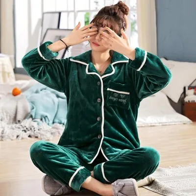Большие размеры L-6XL, 7XL, 8XL, зимние женские плотные фланелевые комплекты для сна, женские Лоскутные коралловые флисовые мужские большие пижамы, теплые комплекты, 24 цвета - Цвет: model 2