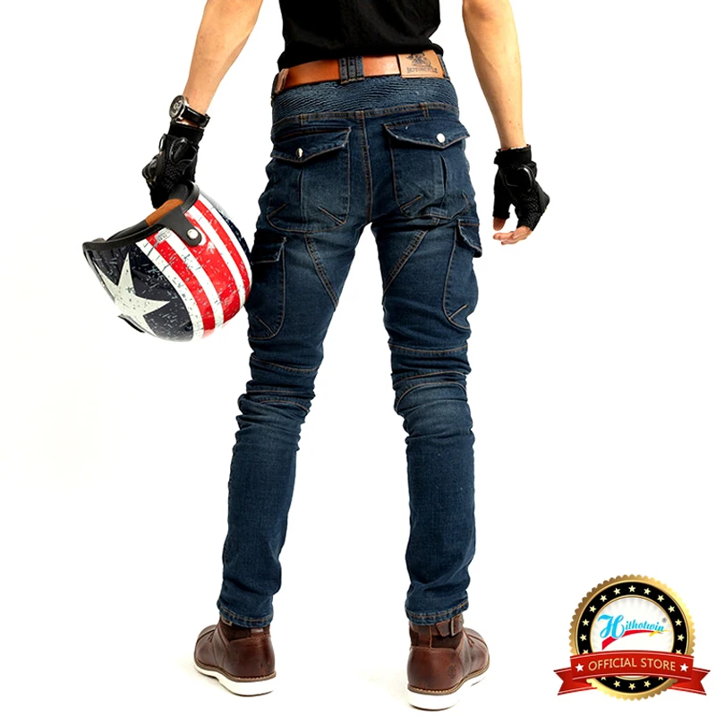 Классические мотоциклетные джинсы с защитой от падения, тонкие джинсовые штаны для велоспорта, гонок, мотокросса, внедорожных хоккейных штанов с протектором