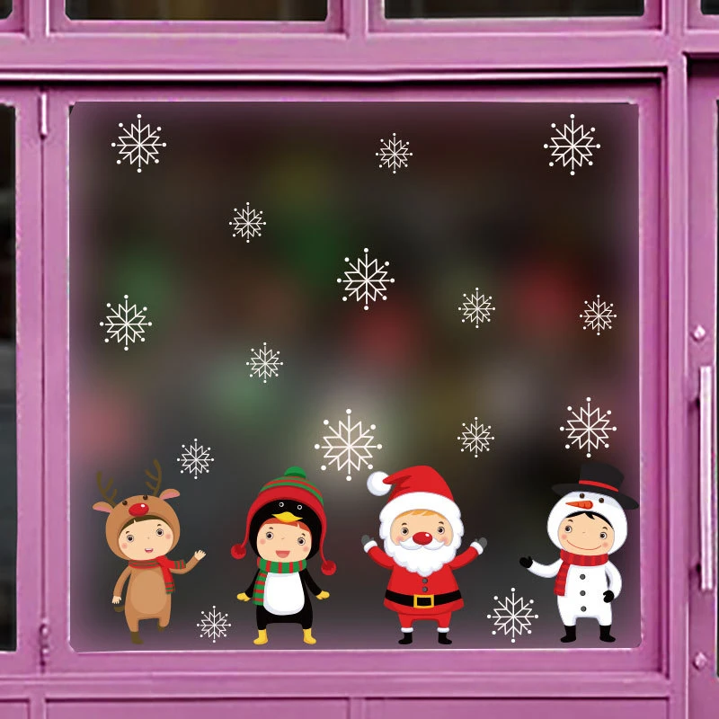 

Wall Stickers New Year Christmas Children's Room Kindergarten Window Glass Decor Windows Decorations For Shop Home Glass Decor