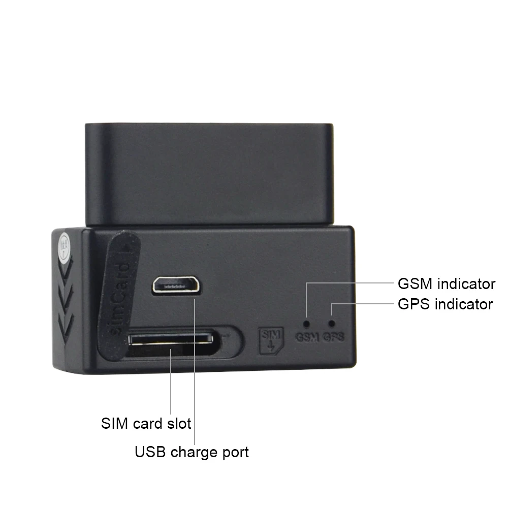 Мини GPS трекер Φ OBD для отслеживания автомобиля в режиме реального времени