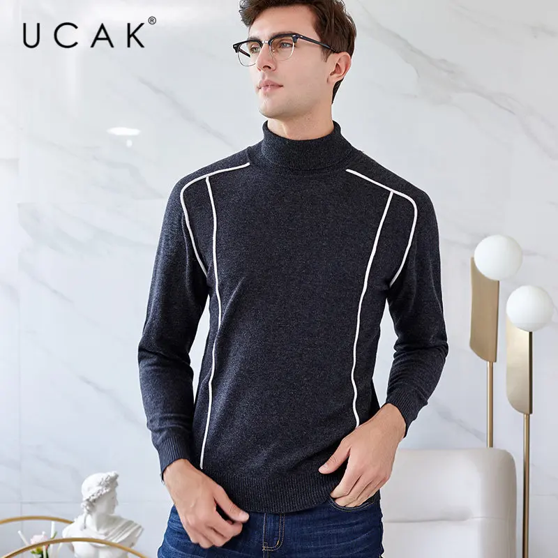 UCAK Brand Merino Wool Sweater Men Streetwear Fashion Young Pull Homme Autumn Winter Warm Turtleneck Cashmere Pullover Men U3048 UCAK Brand Merino Wool Sweater Men Streetwear Fashion Young Pull Homme Autumn Winter Warm Turtleneck Cashmere Pullover Men U3048
