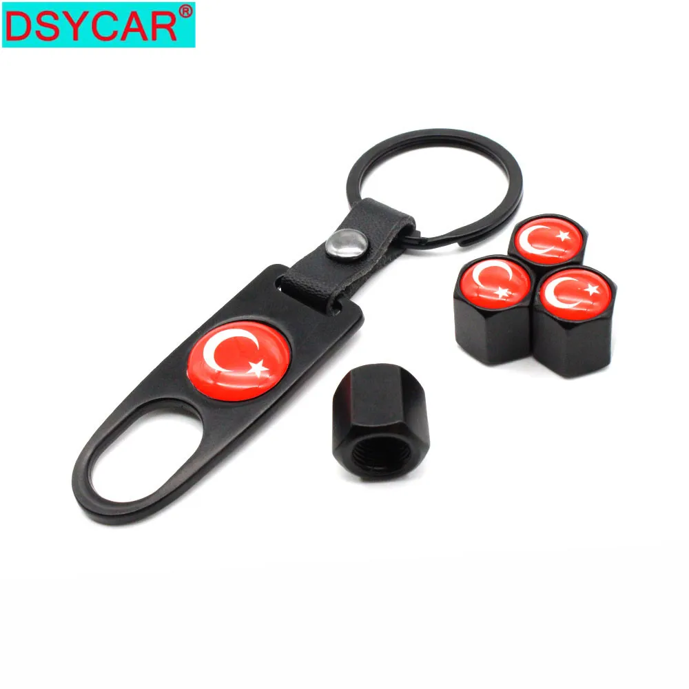 

DSYCAR 1Set Zinc Alloy Anti-theft Car Wheel Tire Valve Caps Stem Air + Leather buckle Wrench Auto Car Wheels Tires Parts