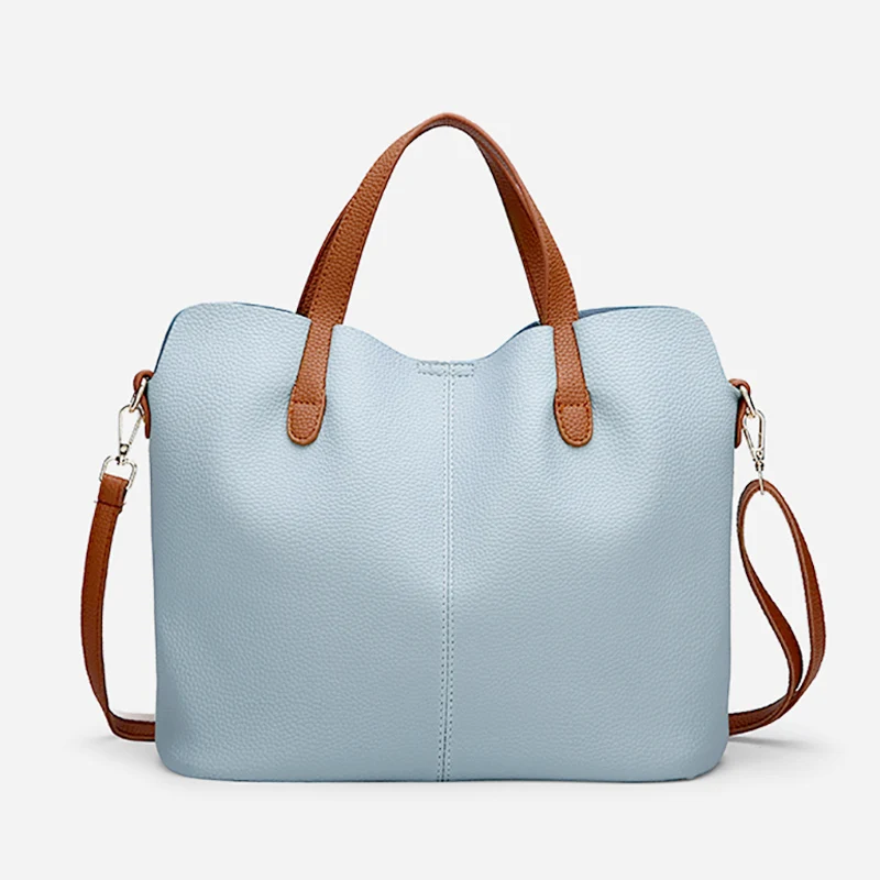 Light blue Сумка на плечо, сумка-мессенджер, Женская Повседневная вместительная сумка, красная мягкая кожаная сумка-мессенджер, сумка на плечо - Цвет: Light blue