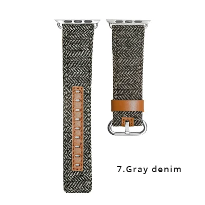 Gray denim Ремешок для наручных часов Apple Watch Series 5/4/3/2/1 кожаная Петля ремешок браслет наручные совместимый для наручных часов iWatch, ремешок 44/40/42/38 мм Аксессуар-ремешок - Цвет ремешка: Gray denim