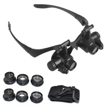 

Headband Magnifying Glass Lens with 2 LED Lights 10X 15X 20X 25X for Watchmaker Jewelry Optical Lens Glass Magnifier Loupe