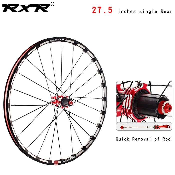 RXR 27," RX233 колесная карбоновая ступица MTB дисковый тормоз 5 подшипников комплекты велосипедных колес горный велосипед 7-11Speed через ось/QR MTB колеса - Цвет: 27.5 Red Rear  QR