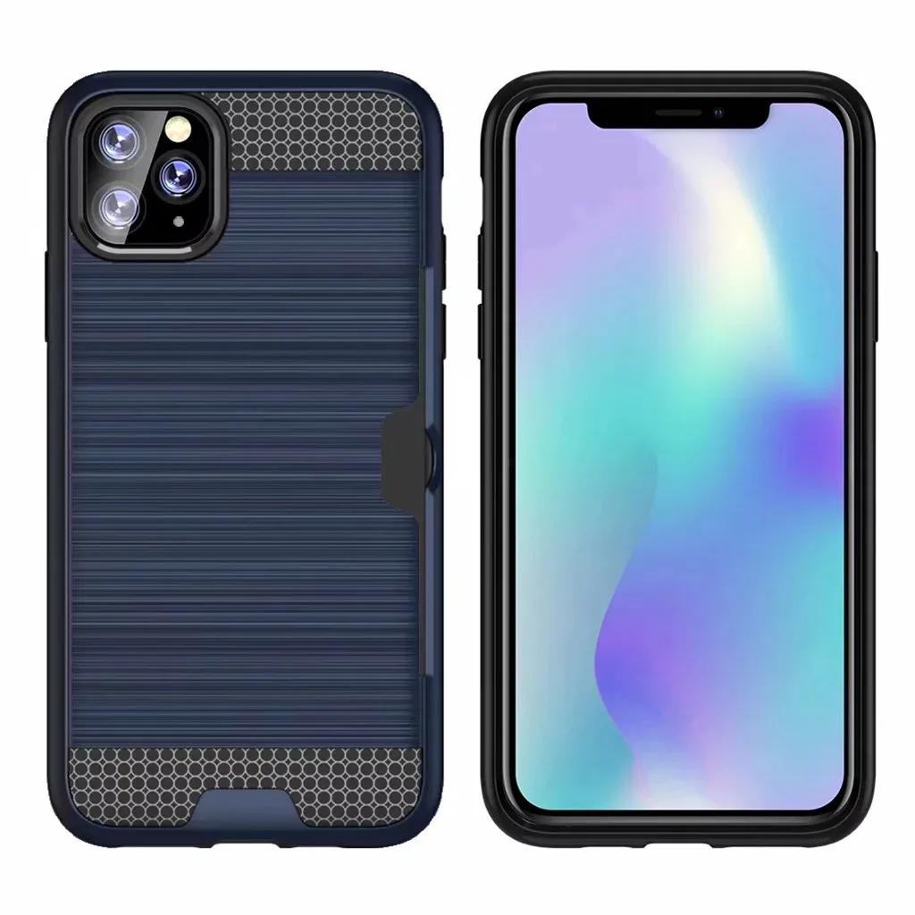 Темно-синий Mosunx Защитный матовый чехол с держателем карты для iphone 11 Pro MAx 6,5 дюймов для iphone 11 Pro 5,8 Pro iphone 11 6,1 - Цвет: Темно-синий