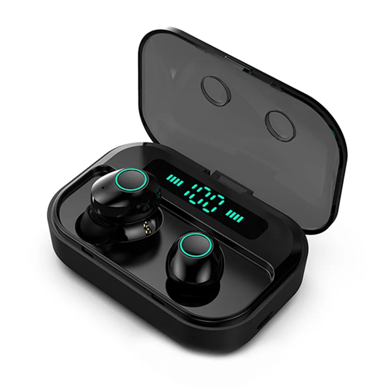 Bluetooth-гарнитура M7 TWS Bluetooth 5,0, беспроводная гарнитура с дисплеем питания, Спортивная стереогарнитура с зарядным устройством - Цвет: Черный