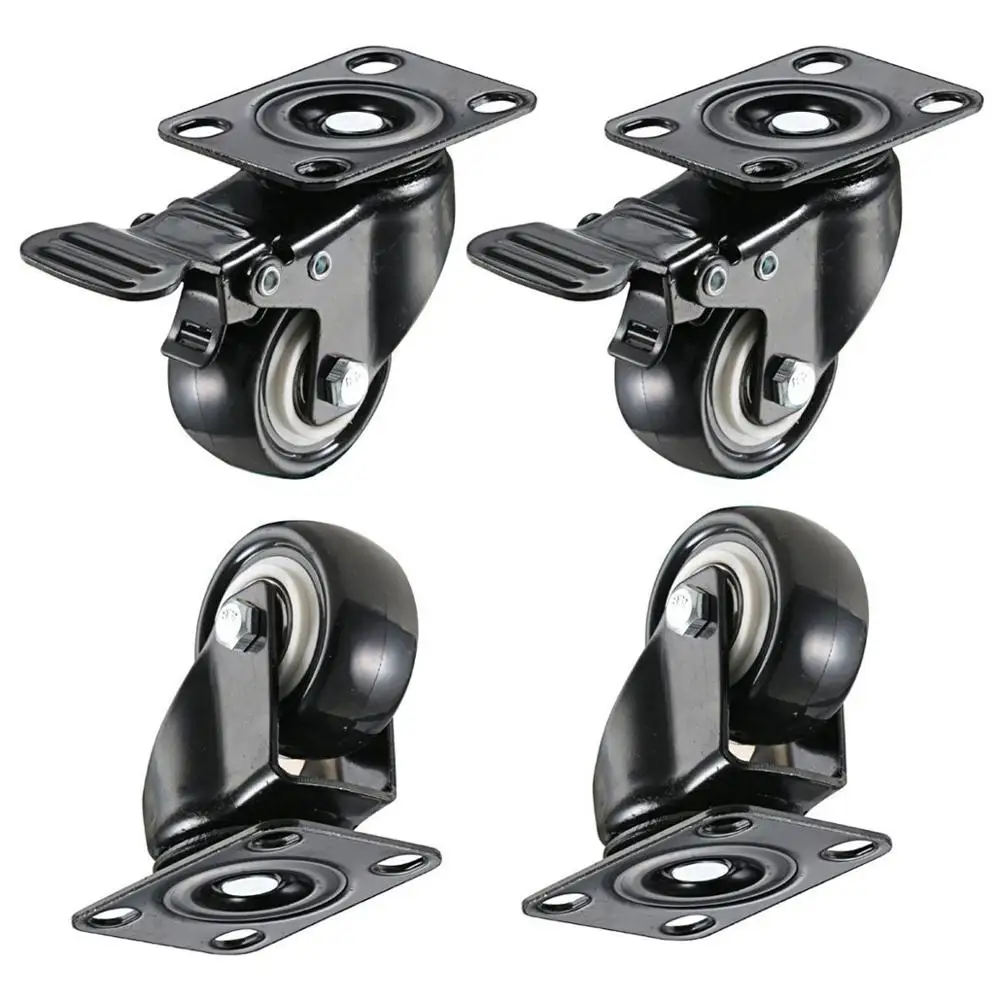 

4 Pieces 2in Mute Heavy Duty Caster Wheels Polyurethane PU Swivel Casters with 360 Degree Top Plate 220lb Total Capacity