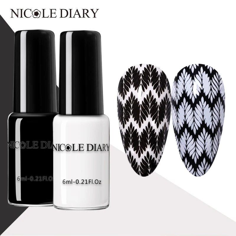 Nail Polish Nail Art Tools NICOLE DIARY 6pcs Nail Stamping Polish Cuticle Oil Nail File Set 4 2pcs Stamp Printing Art Lacquers DIY Stamping Tool Kits