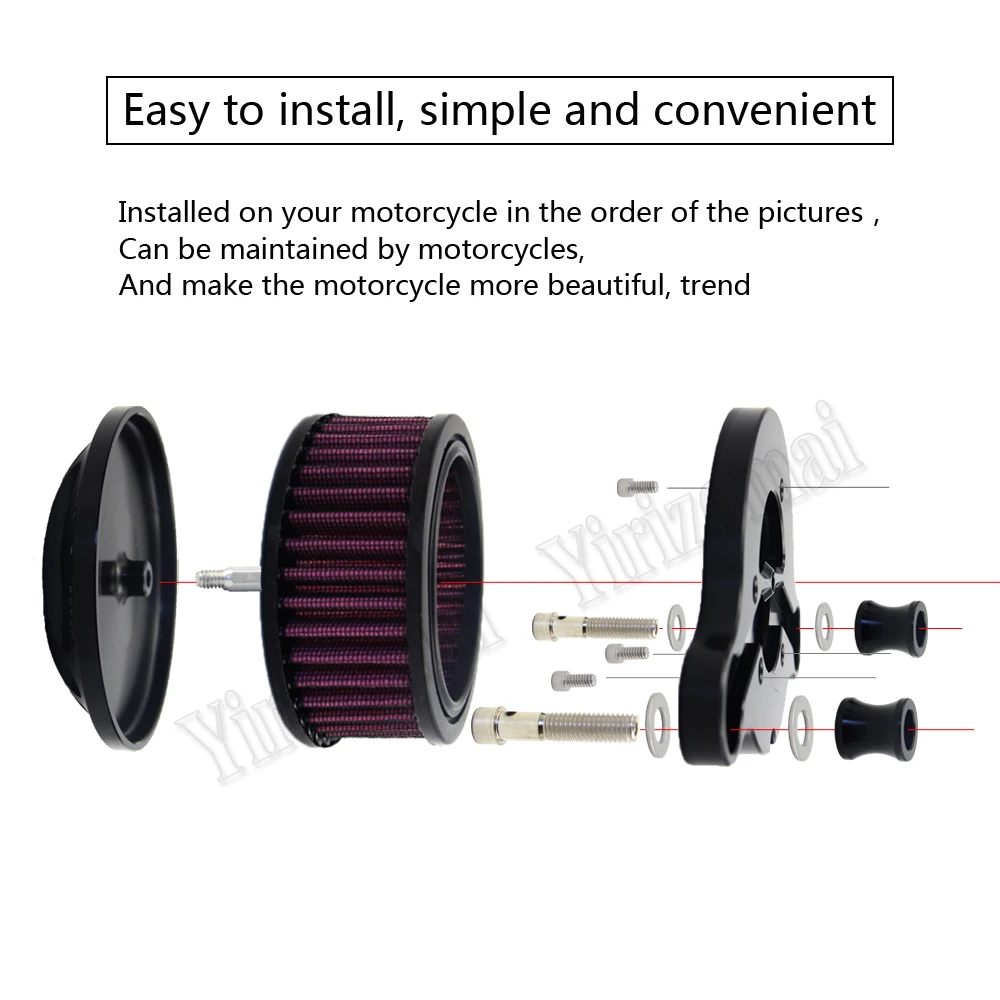 Motorcycle Air Cleaner Intake Filter System Aluminum For Harley-Davidson Sportster 883 1200 1991-2016 Iron 883 2009-2016