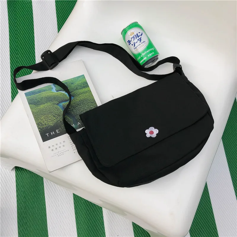 Производители в японском стиле двухсторонняя тканевая наклейка маленький цветок Одна сумка тканевая через плечо лень-Стиль Универсальная Холщовая Сумка