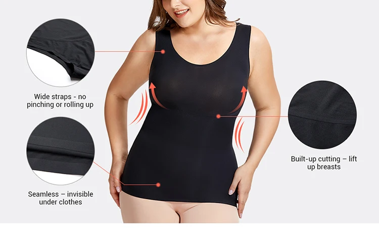 Women's Tummy Control Shapewear Smooth Body Shaping Camisole Tank Tops Plus Size