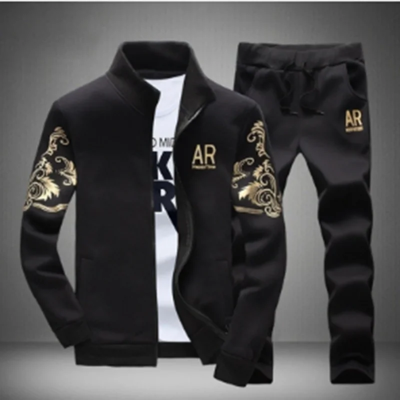 

Men's Sportswear Sets 2020 Spring Autumn Male Casual Tracksuit Men 2 Piece Zipper Sweatshirt + Sweatpants Brand Track Suit Set