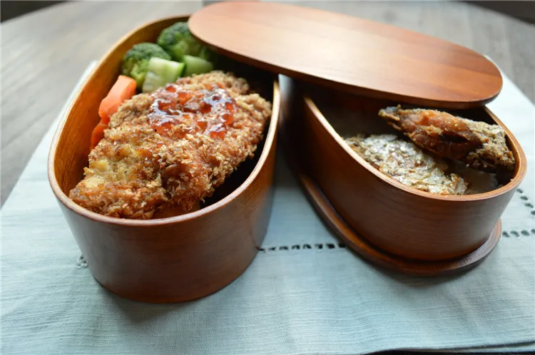 Натуральные Деревянные Ланч-боксы японский Овальный bento box ручной работы деревянный фруктовый суши портативный контейнер для еды студентов столовая посуда