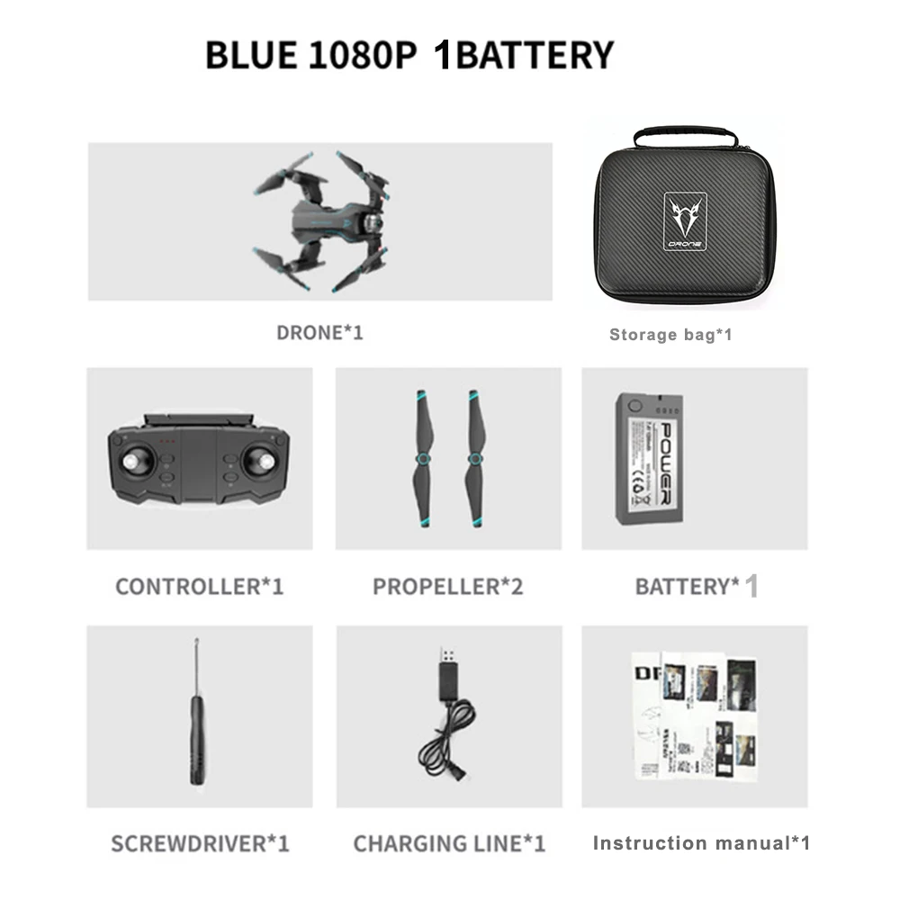 S20W селфи Дрон 4K HD Gimbal Двойная камера Wi-Fi FPV Gesture фото оптический поток Профессиональный Радиоуправляемый квадрокоптер вертолет Дрон - Цвет: 1080P 1B BLUE BAG