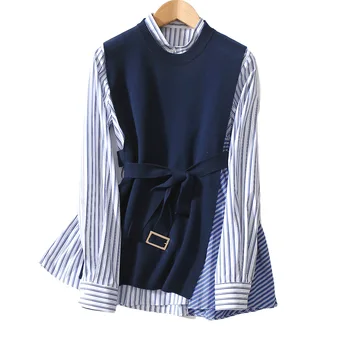 

New Personality Style and Fashionable, with Irregular Design and Stripe Waistcoat 2020 Early Spring Women Loose