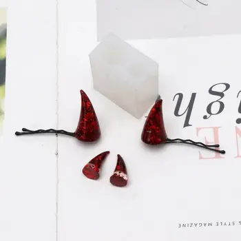 

Cute Devil Horns Hair Clips Resin Molds Epoxy Resin Mould Jewelry Making Tools