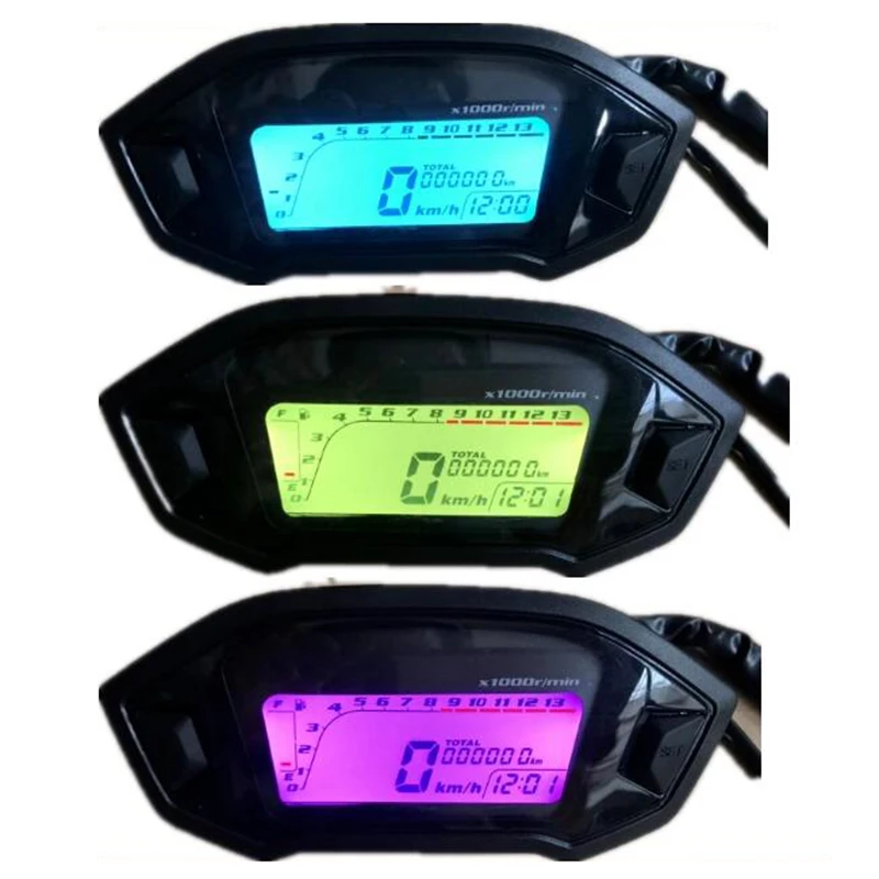 Universal Motorcycle LCD Digital Speedometer Odometer Backlight Motorcycle for 2,4 Cylinders 13000rpm